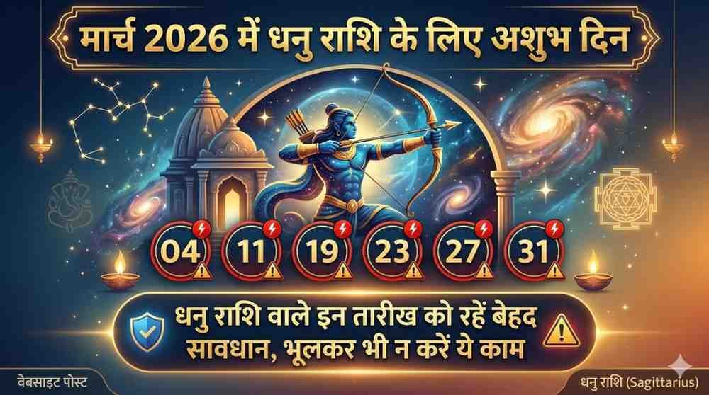 March 2026 Me Dhanu Rashi Ke Liye Ashubh Din