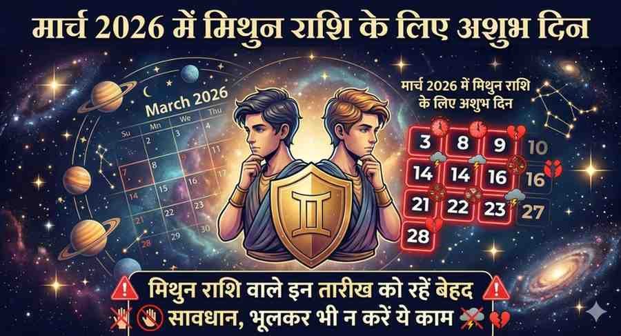 March 2026 Me Mithun Rashi Ke Liye Ashubh Din