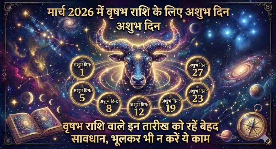 March 2026 Me Vrishabha Rashi Ke Liye Ashubh Din