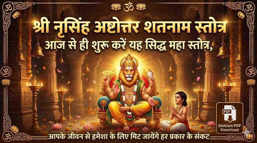 Narsingh Ashtottara Shatanama Stotram Lyrics in Sanskrit & Hindi